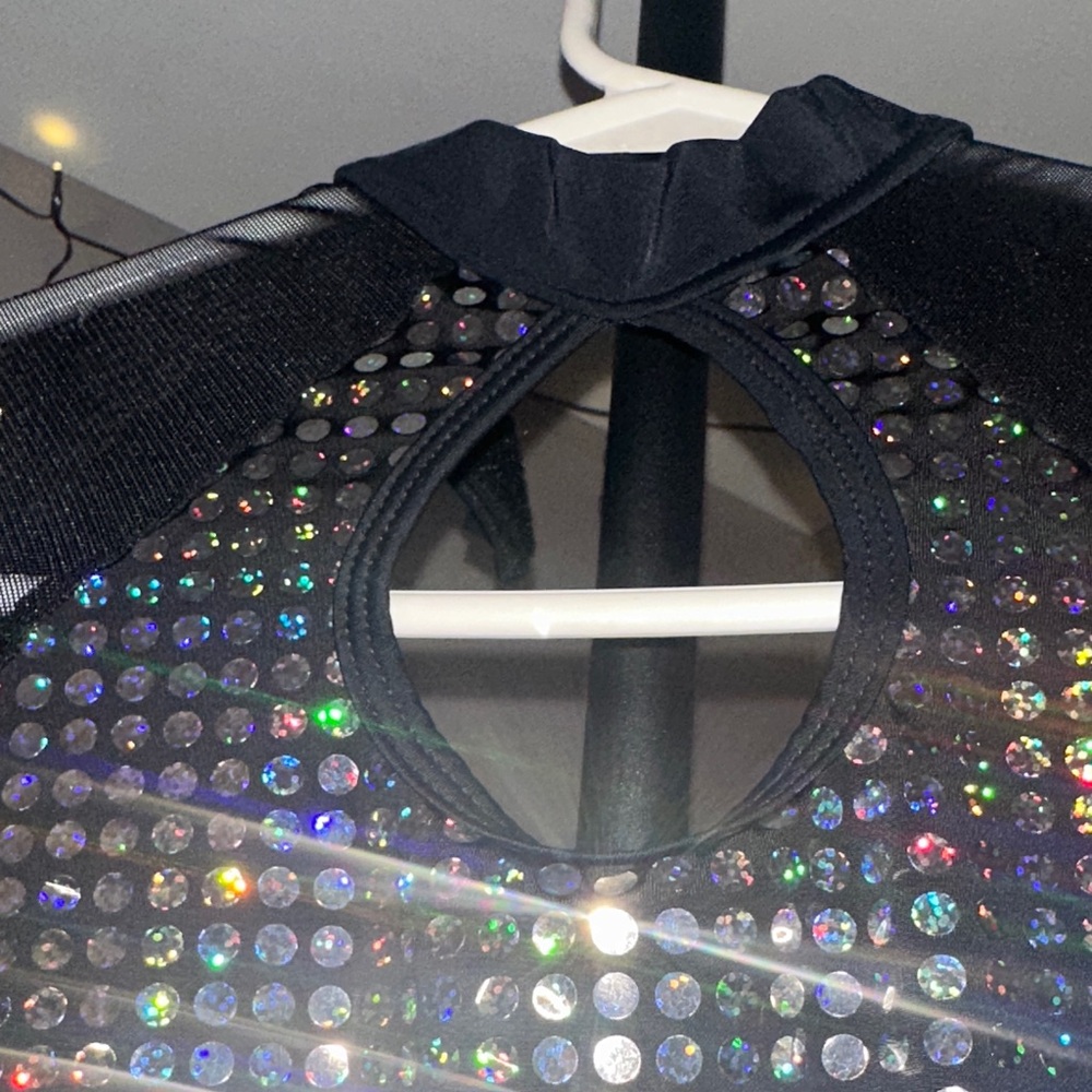 Source Unknown Black And Silver Sequin Blouse - image 7